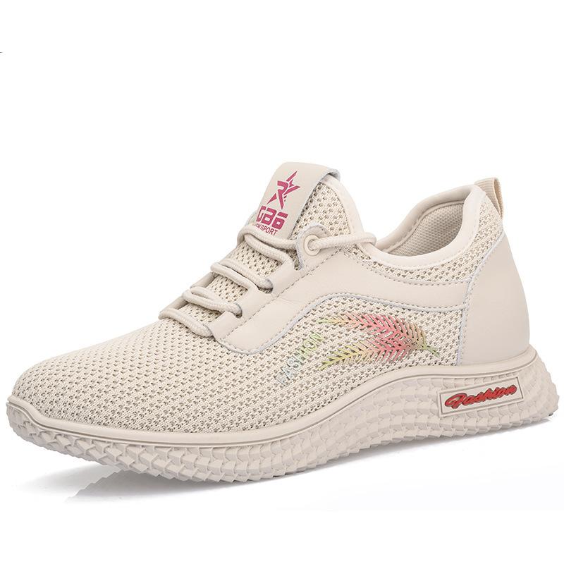 

Весенне-летняя женская легкая рабочая обувь с мягкой подошвой, дышащая сетчатая обувь, спортивная обувь с плетением из мух, повседневная обувь, женская обувь 36 бежевый