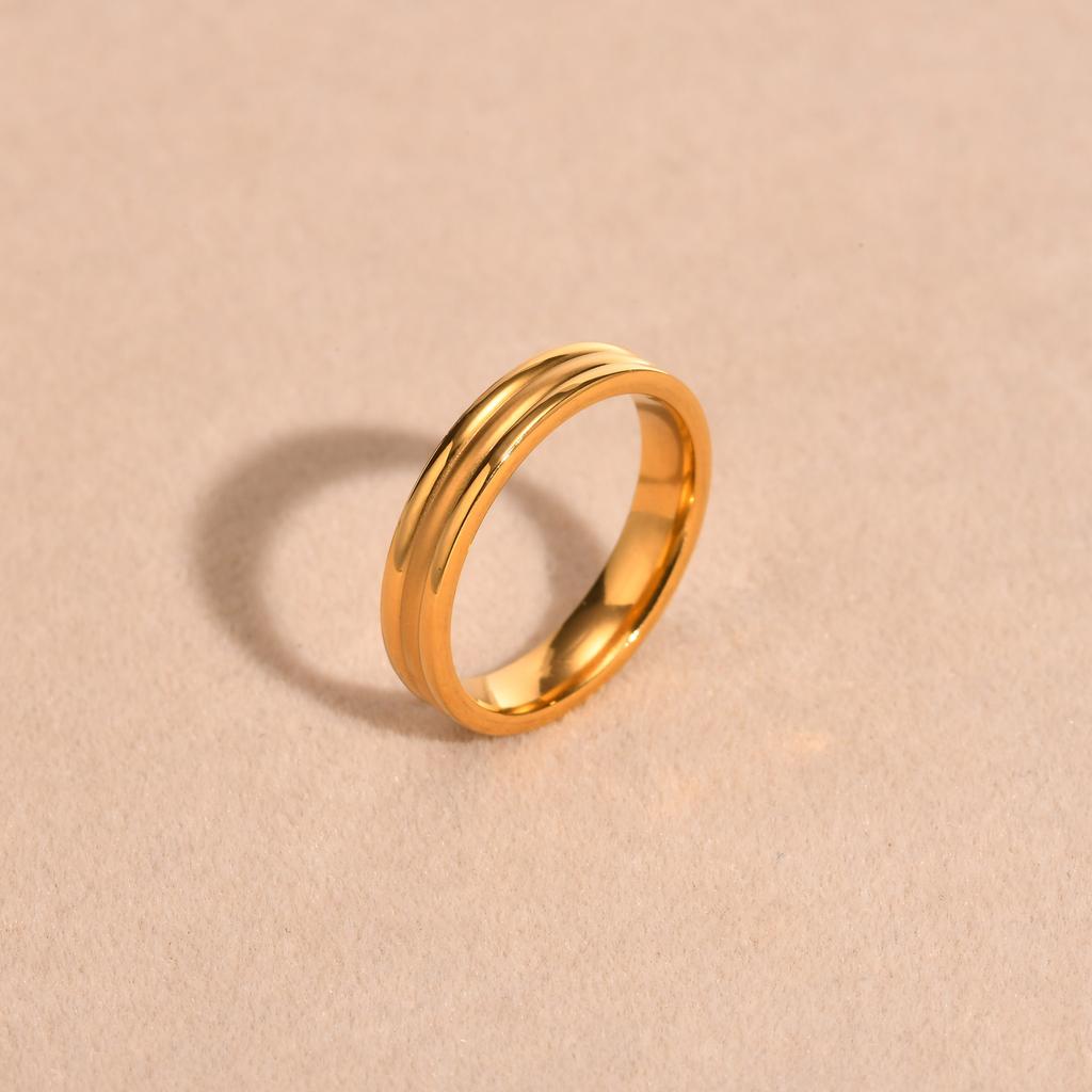 Charm Rings Trend Stainless Steel Sand Three-layer Ring for Women Jewelry Wedding Daily Party Gold Color Size 6 7 8