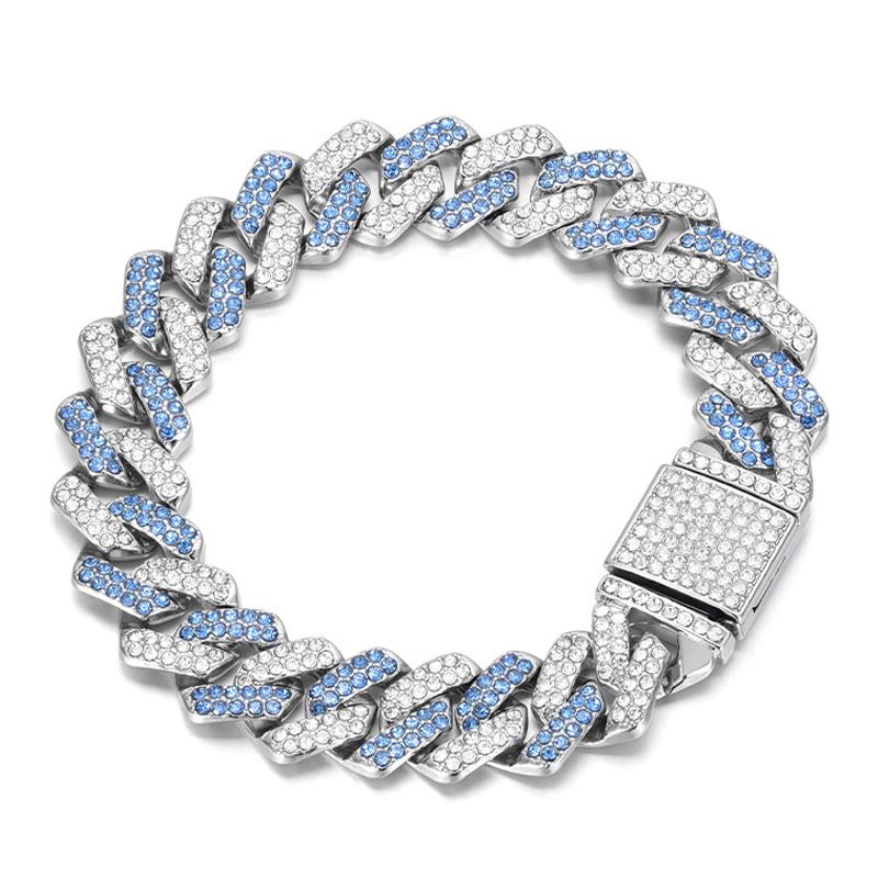 

14 мм Кристальный Майами Айс Аут Кубинская Цепь Браслет для Мужчин и Женщин Полностью Стразы Шармы Хип-Хоп Ювелирные Изделия Цепь оптом Подарок 8 inch