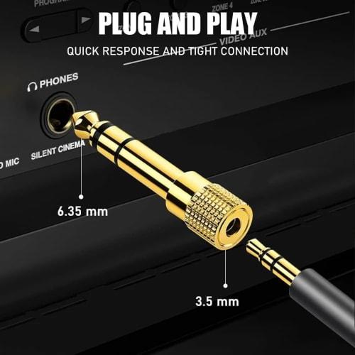 CNCTWO (Connect Two) 3.5mm Female to 6.35mm Male Audio Converter Adapter (Gold-Plated) for Guitar, Electric Guitar, Amplifier, Digital Piano, Keyboard