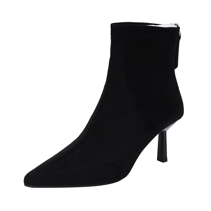 Vintage Flannelette Stiletto Heel Booties Women s Fashion Pointed Toe Zipper Non-Slip Wear- 35 чёрный 2870₽