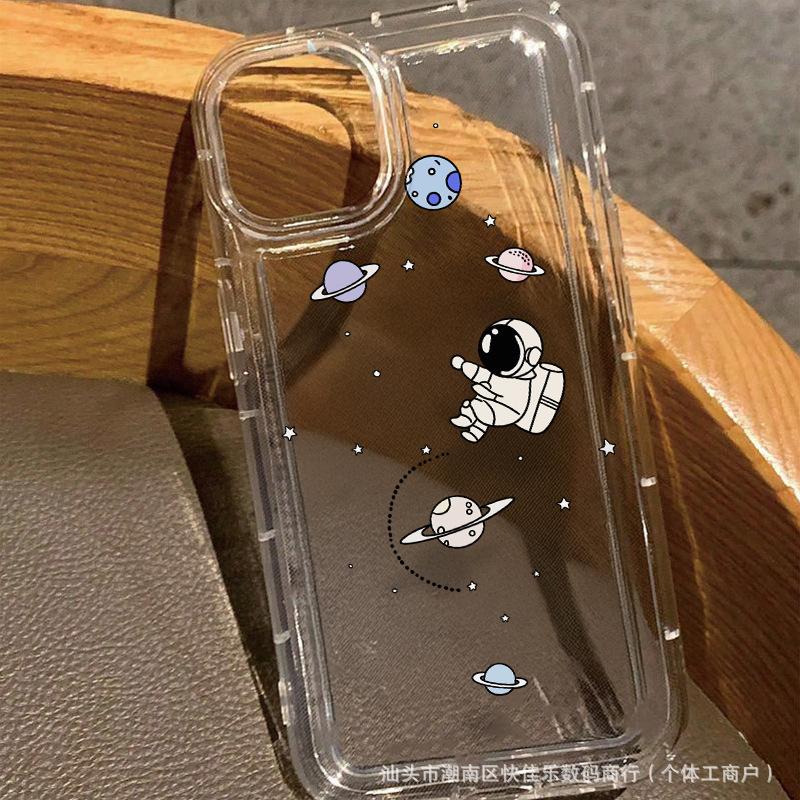 Space Astronauts Are Suitable for Apple 15pro/12 Anti-drop Simple Mobile Phone Case 13/14promax Soft Glue 11/16.