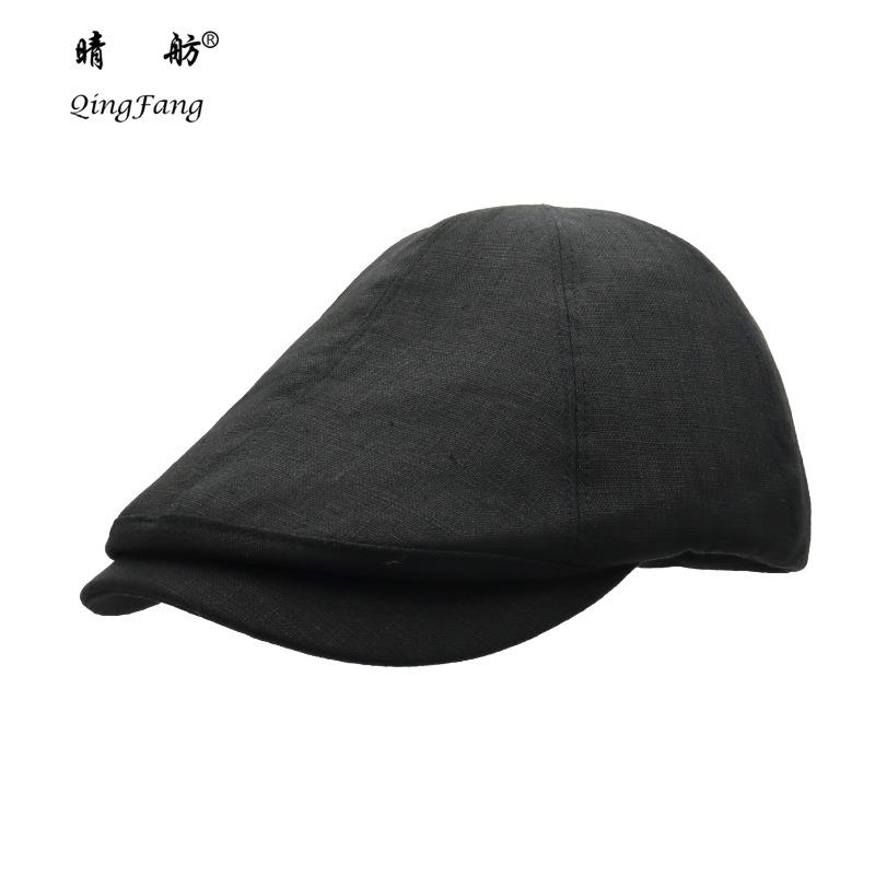 

Retro linen casual versatile forward hat men s cap women s beret newsboy painter hat new Adjustable чёрный