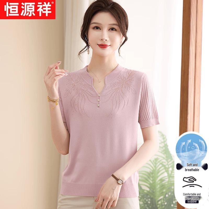 Hengyuanxiang Women s Solid Color Summer Short Sleeve T-Shirt 120