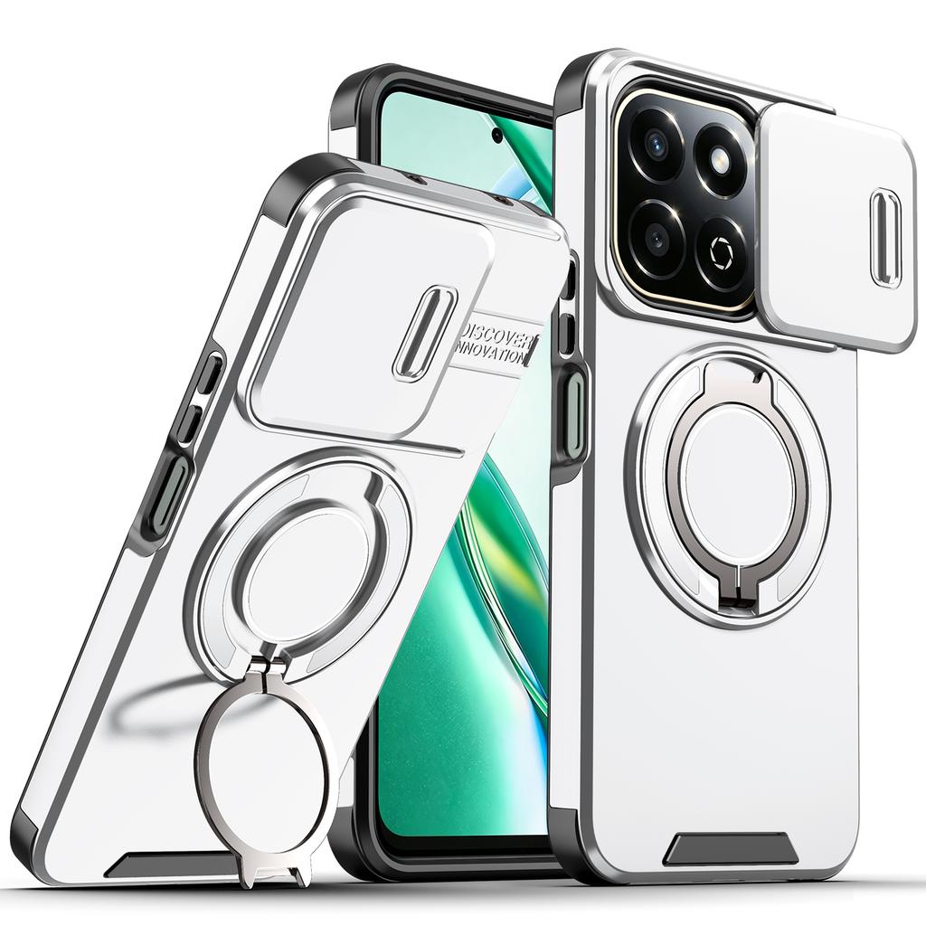 Magnetic Metal Ring Stand Armor Case For Honor X7c X7d 200 400 Smart 5G Slide Push Window Lens Protection TPU Plastic Back Cover