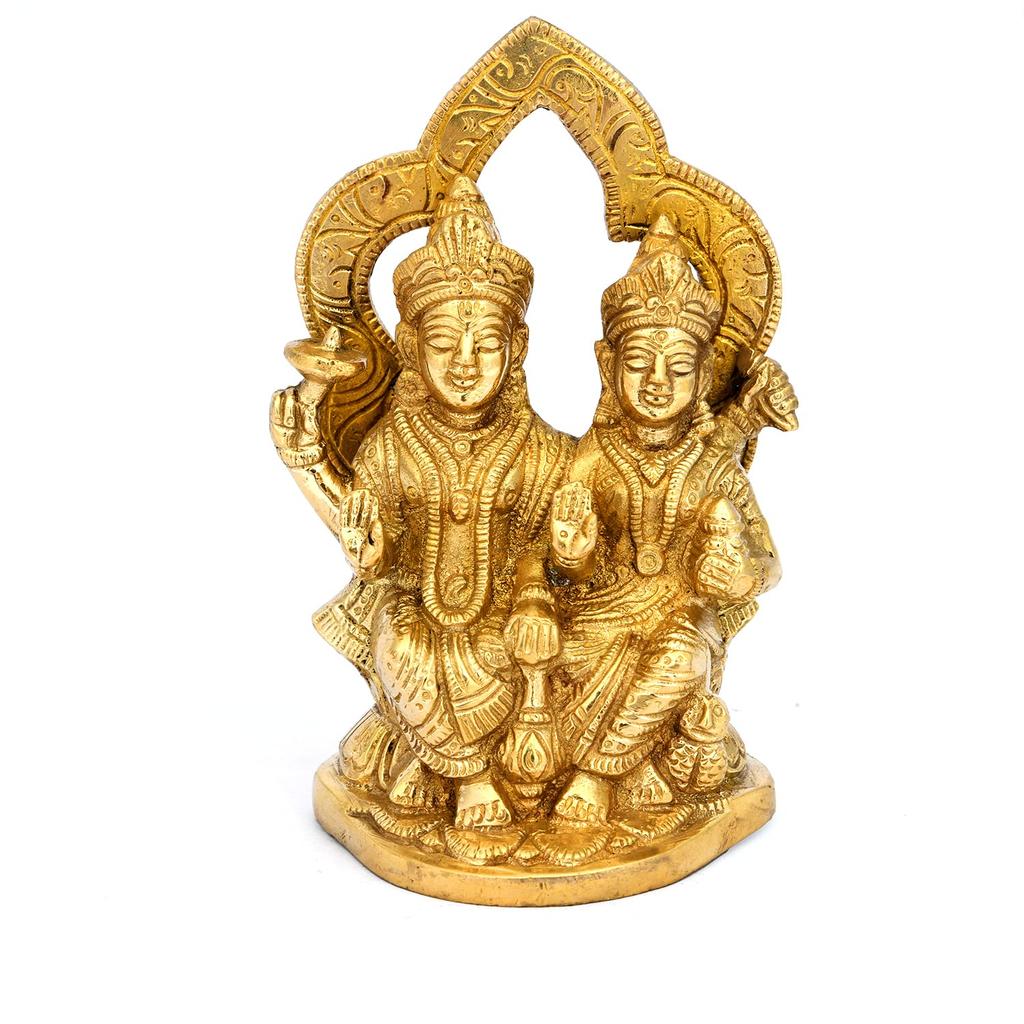 Pure Brass Laxmi Narayan Idol, Lakshmi & Narayan Murti, Lord Vishnu Statue