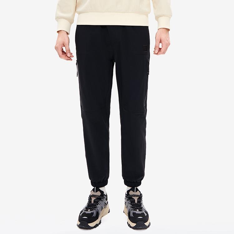 Fila Solid Color Loose Woven Casual Long Pants Men Bottoms Black F11M248801FBK