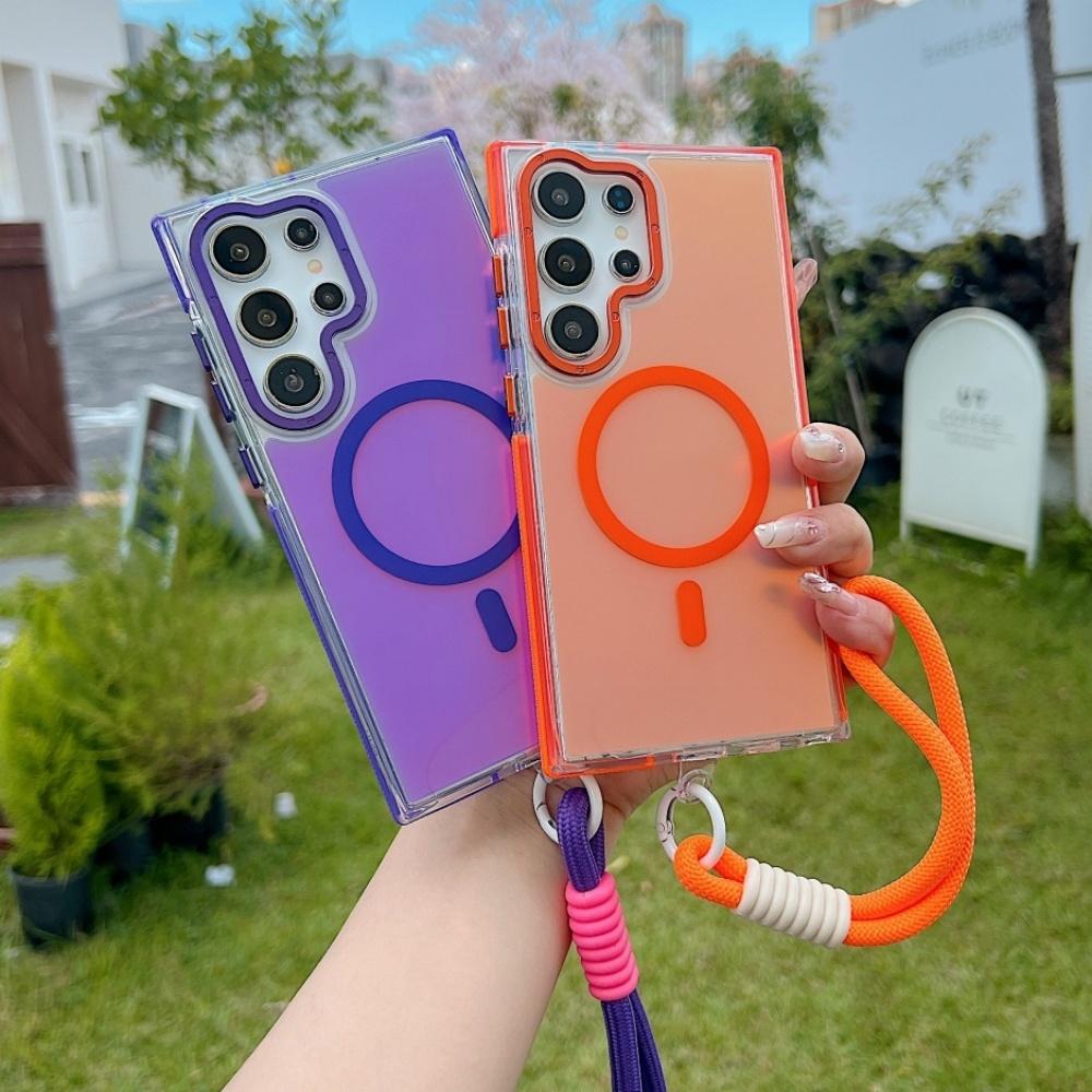 Color Change For Magsafe Wireless Charging Lanyard Case For Samsung S25 S26 Ultra S24 S23 S26 Plus S25 Edge S24 FE Magnet Cover