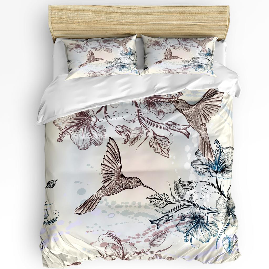 Animal Bird Flowers Leaves Branch Plant 3pcs Bedding Set For Bedroom Double Bed Home Textile Duvet Cover Quilt Cover Pillowcase