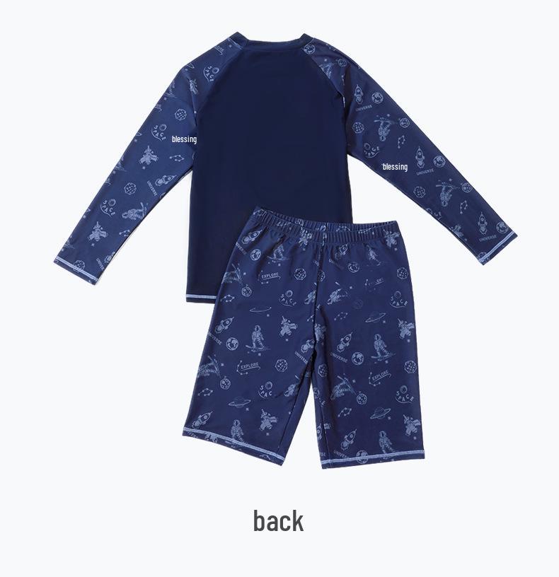 Plus Size Kids' Quick-Dry Two-Piece Swimsuit: Sun Protection & Customizable Prints