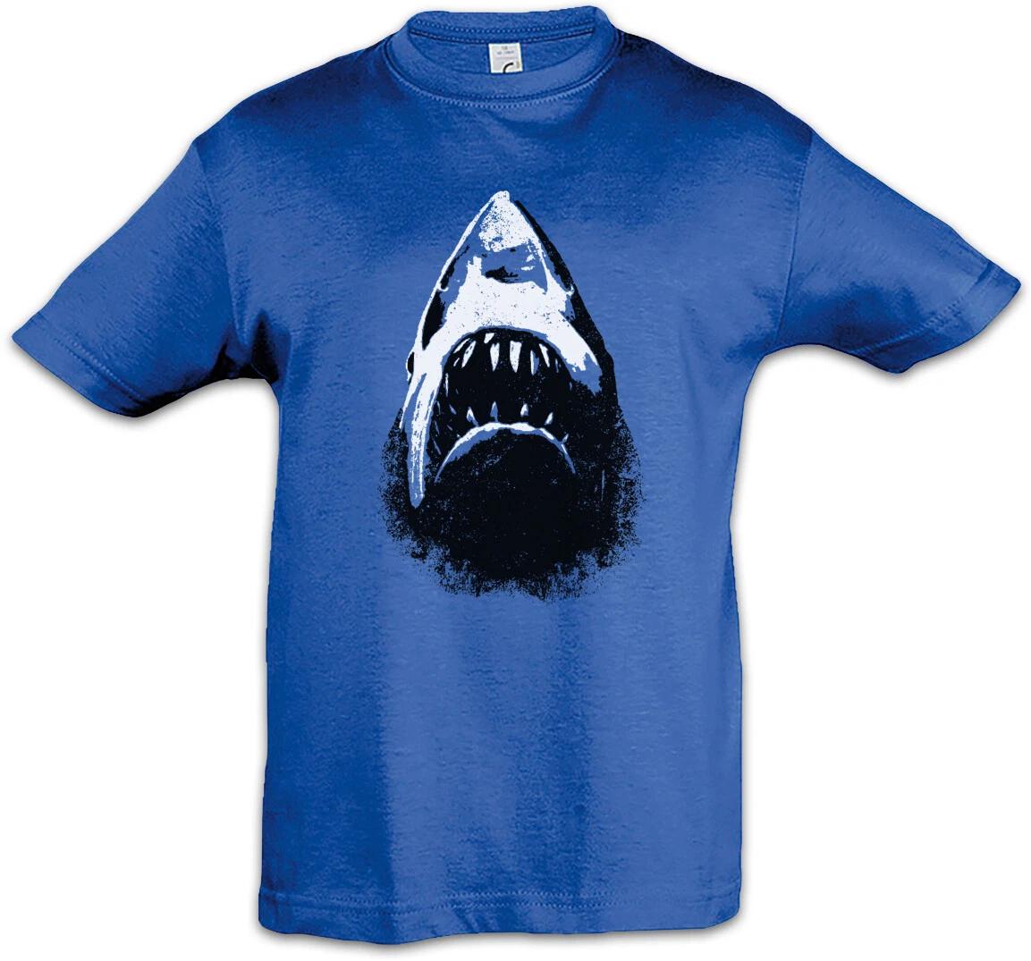 Shark Face Kids Boys T-Shirt Jaws Diver Diving Teeth Shark Sharks Face Jaw- 140