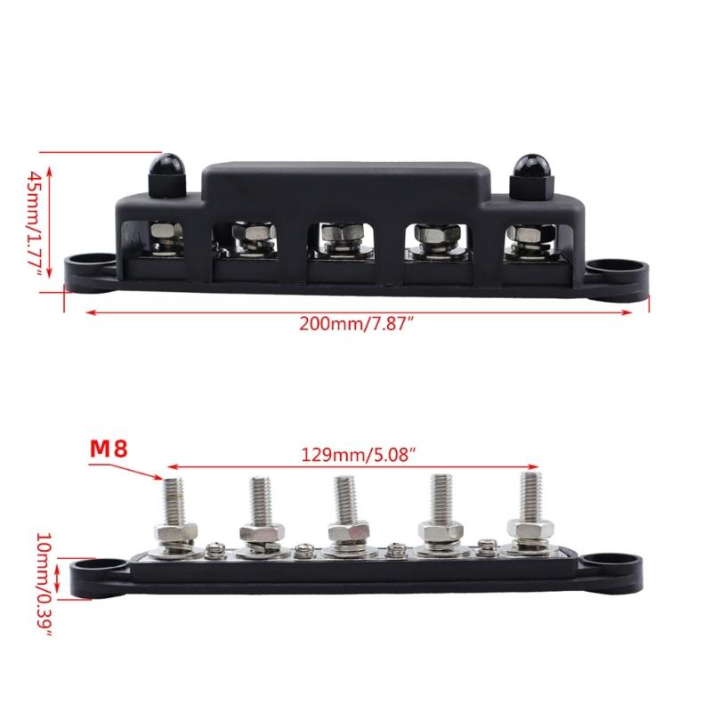 5 Přípojnice bloku rozvodu napájení s krytem 300A pro automobilový průmysl a solární kabeláž (1/4", 5/16", 3/8")
