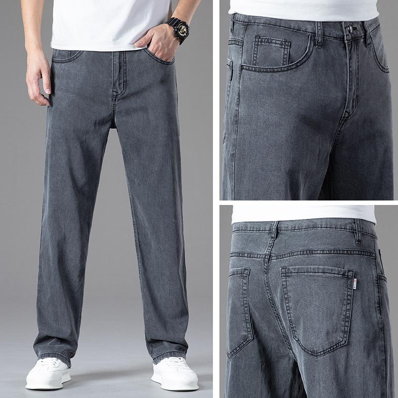 Tencel Denim Trousers For Men In Summer, Light And Loose, Straight, High-end, Soft, Trendy And Cool, Versatile Wide Legs