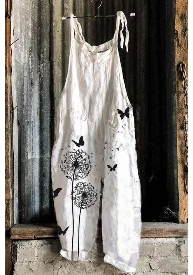 2025 Summer Retro Print Wide-Leg Women's Jumpsuit