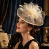 French Feather Fascinator Hat Elegant Tea Party Hat Hair Band Bride Headdress  Photography