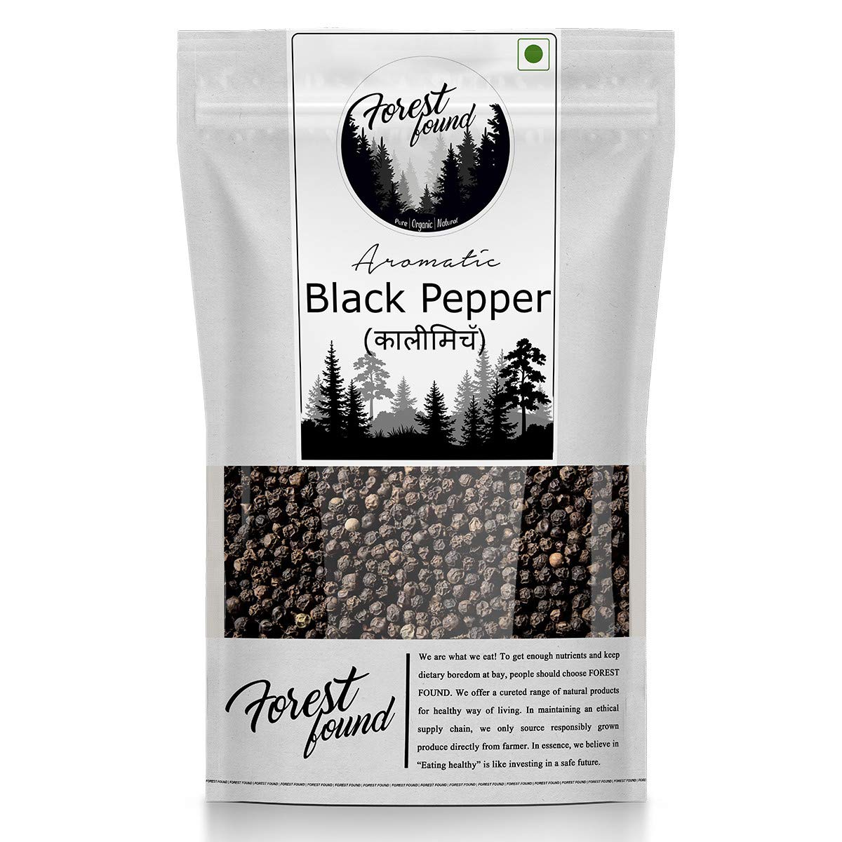

Forest Found Whole Black Pepper | Bold Kali Mirch Sabut from Kerala | Natural | No Artificial Additives, Preservatives | Ideal for Curry, Soup, a