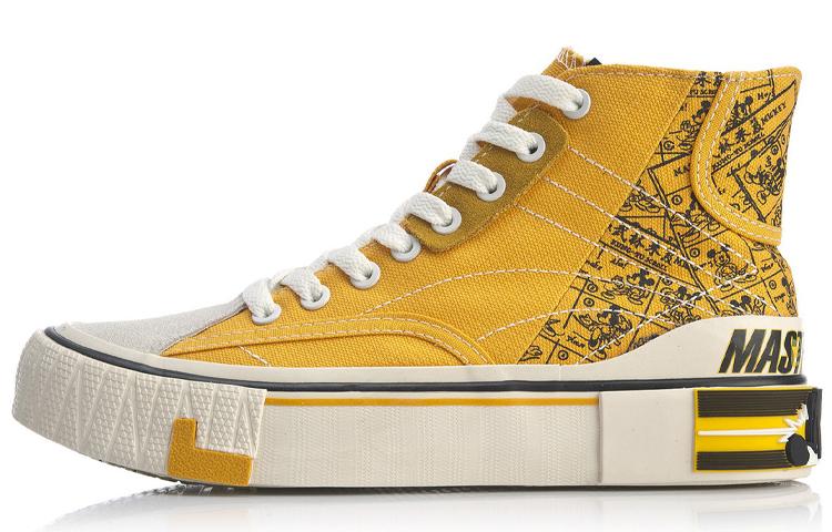 DISHINIMIQI x Li Ning Wave Canvas Hi Устойчивые к скольжению и истиранию Высокие кеды для скейтбординга Женские Желтый Черный AGCQ202-3 37