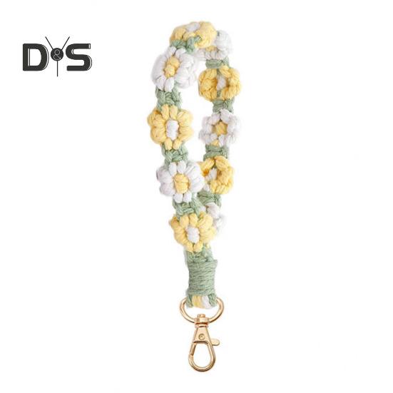 Boho Macrame Phone Wrist Strap Hand-Woven Cell Phone Lanyard Keychain Wristlet Charm Anti-Loss Phone Chain for Women Girls