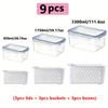 9pcs fridge storage boxes with lids stackable with drain tray for fruits, vegetables, suitable for camping and dining