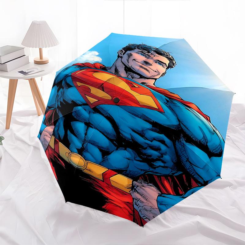 1pc Superman Automatic Folding Umbrella - Compact 8-Rib Design, Durable Plastic & Iron1181L