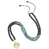 Koai Tree of Life Obsidian and African Turquoise Tree of Life Unisex 108-Bead Necklace,