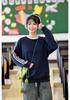 Women's Retro Three-Stripe Raglan Sleeve Hoodie: Autumn/Winter Casual Loose Fit
