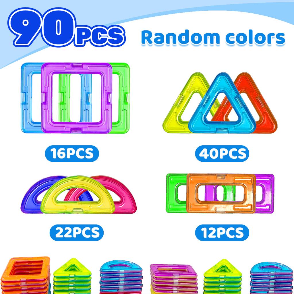 Magnetic Building Blocks Constructor Set 3D STEM Educational Toys For 3Years+ Old Kids Boys Girls Birthday Gifts 30/50/90/140PCS