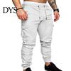 Plus Size Men Solid Color Multi Pocket Drawstring Ankle Tie Cargo Pants Trousers