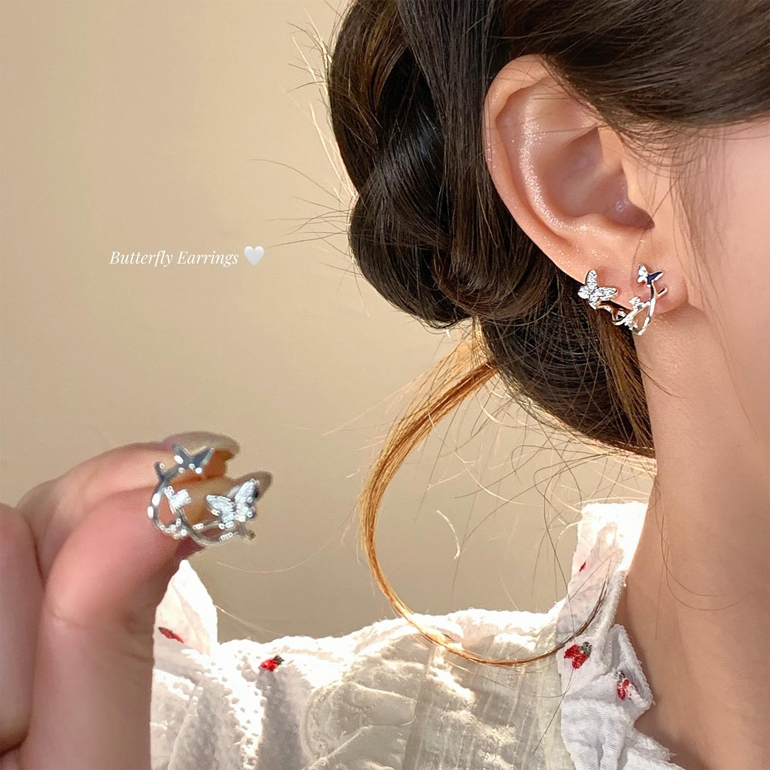 

Korean winding butterfly stud earrings for women s new popular light luxury high-end earrings commuter versatile earrings