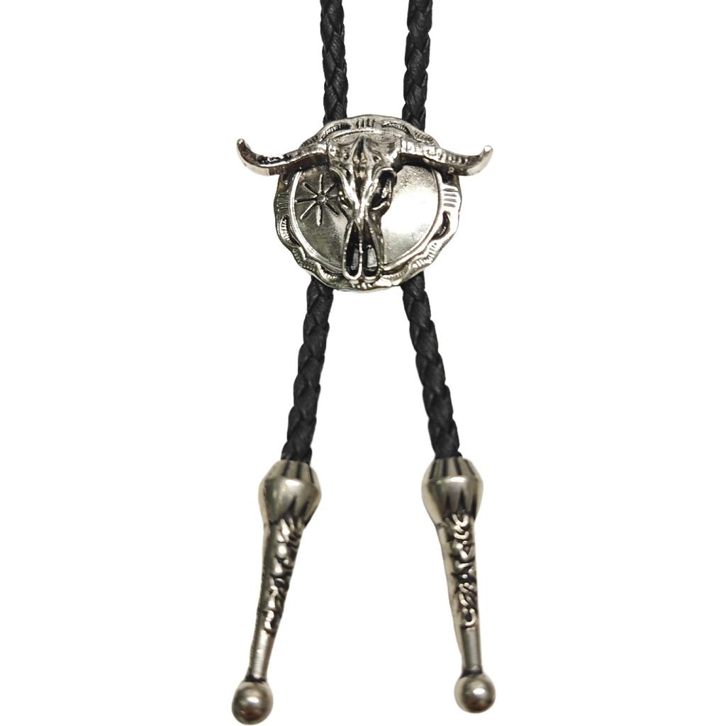 Western Bull Skull Pendant Tie Formal Event Bolo Tie Music Festival Bolotie Rodeos Costume Neckwear for Special Occasion