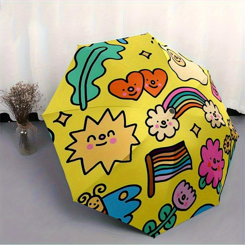 1pc Rainbow Flag Automatic Folding Umbrella, Portable & Foldable Design with 8 Ribs, Casual Outdoor Accessory Halloween and Christmas Gifts