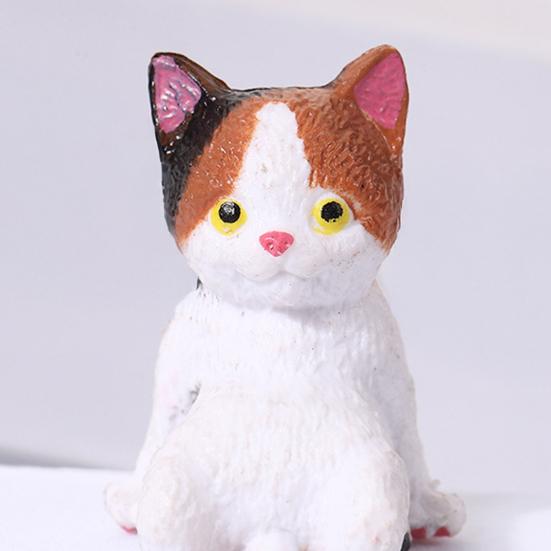 5/12Pcs Mini Cat Figurine Car Dashboard Central Control Display Screen Mount Sleeping Lying Sitting Kitten Statue Animal Sculpture Ornament