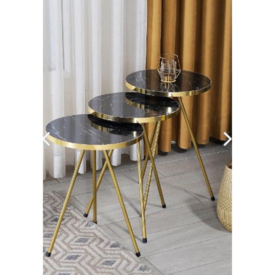 Nesting Table 3-Set Gold Metal Leg Bendir Gold
