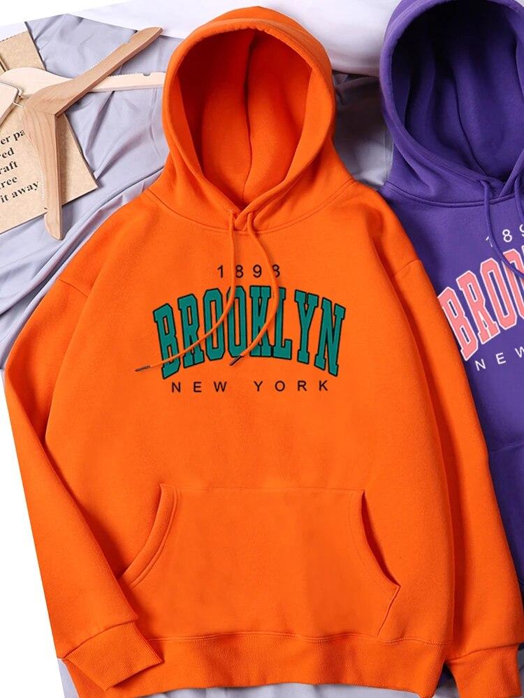 Pánské mikiny s dlouhým rukávem Brooklyn 1898 New York USA s potiskem Dámská mikina s kapucí Podzimní zimní oblečení Volná nadměrná mikina
