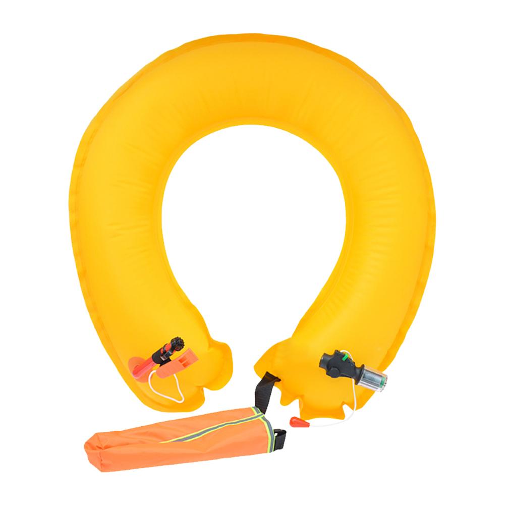 Inflatable Life Jacket Adult Round Buoys with Reflective Strip Manual Life Ring with Hook Rescue Waist Ring for Surfing Boating