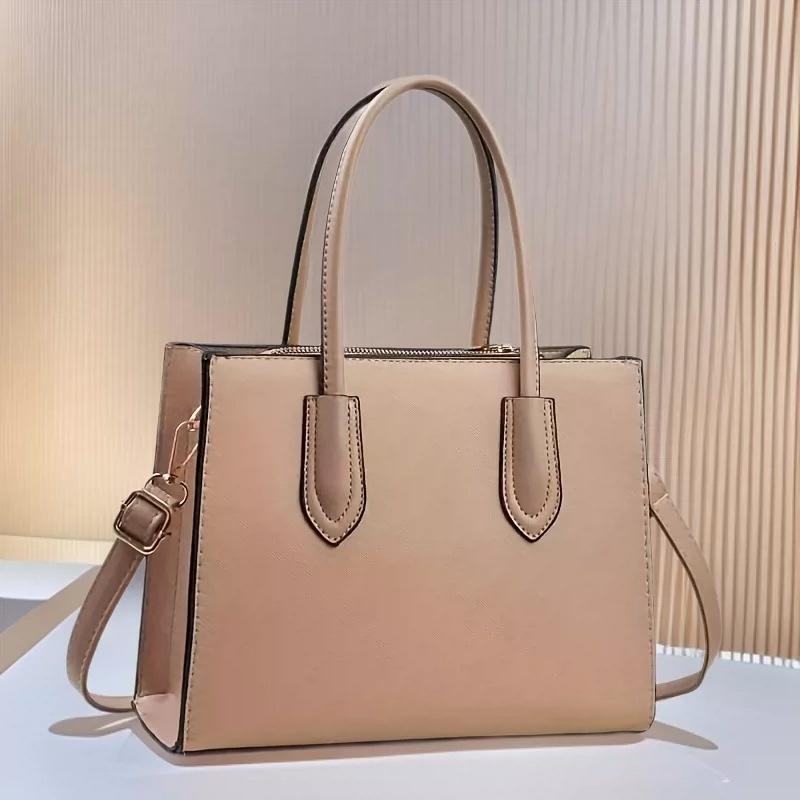 Simple Plain Color Daily Ladies Bag, Stylish Multiway Shoulder & Crossbody Casual Handbag
