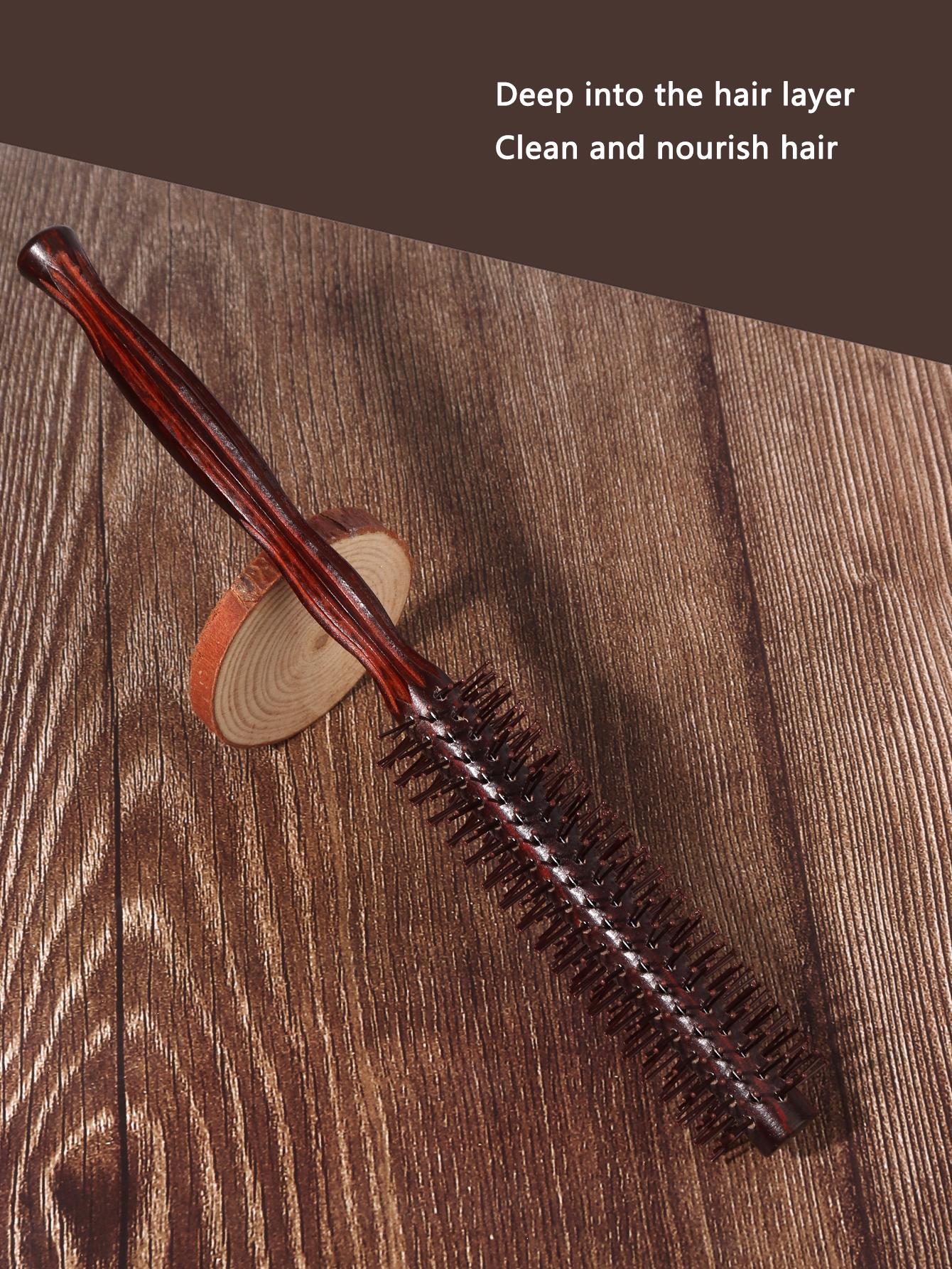 

1 piece of wooden circular brush hair massage comfortable professional styling tool curly hair brush Special for real hair wigs
