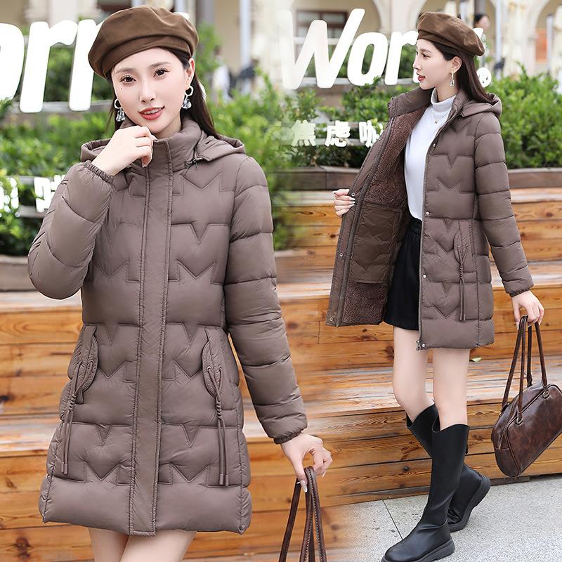 Down cotton-padded clothes women's new medium and long slim-fitting cotton-padded clothes age-reducing cotton-padded jackets hooded jackets