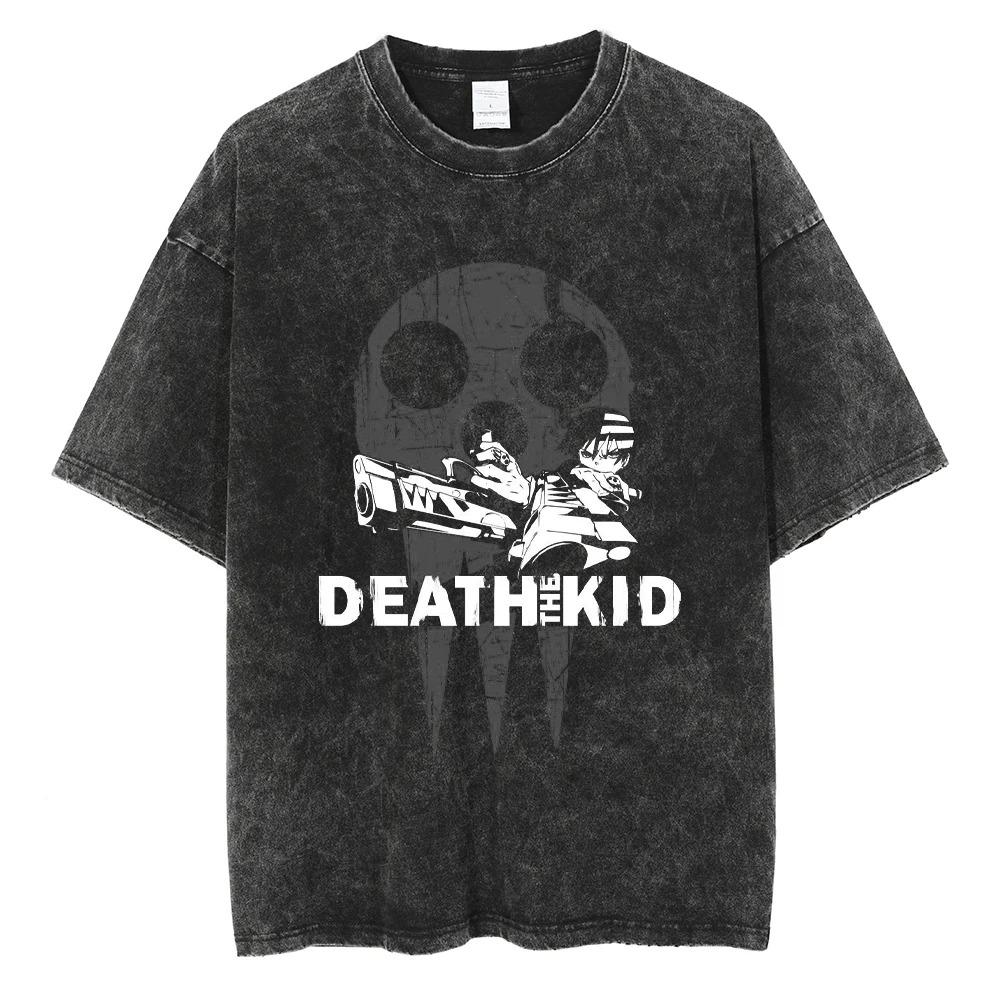 Hot Sale Classic Anime Soul Eater Graphic Print Tshirt Men Women Vintage Washed Cotton Comfortable Oversize Top Summer New Tees