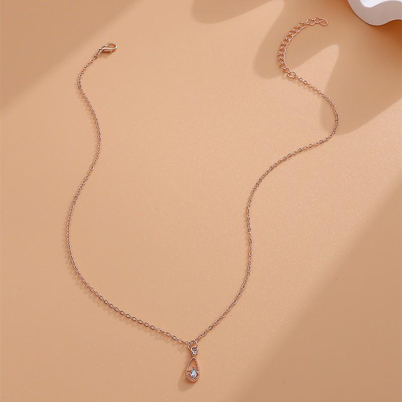 "One Look Ten Thousand Years" French Zircon Teardrop Fairy Necklace – Elegant Clavicle Chain with a Chic and Trendy Style.