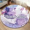 Cherry Blossom Journey Custom Name Round Area Rug Carpet Rug For Living Room Bedroom Sofa Playroom Decor Nonslip Floor Mat
