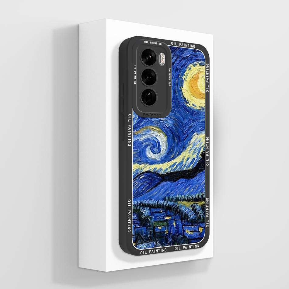 Art Case For Oppo Reno 12 Pro Soft Liquid Silicone Back Cover For Oppo Reno12 12Pro 5G Shockproof Full Protection Phone Cases