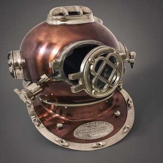 45.72 cm US Navy Mark V Scuba Divers Diving Helmet Copper Nautical Decor