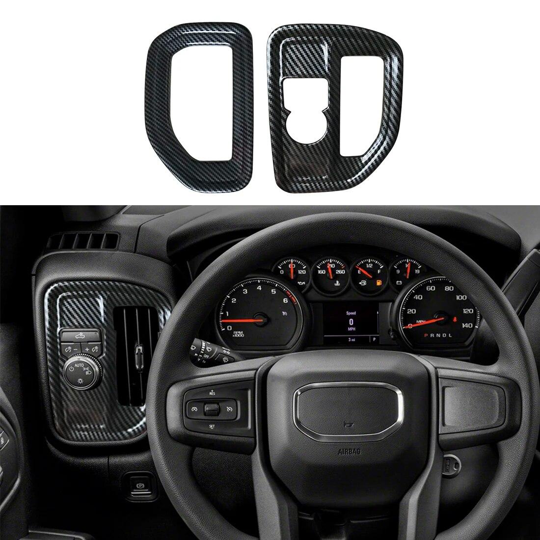 

Цвет углеродного волокна, вентиляционная крышка приборной панели кондиционера, подходит для GMC Sierra Chevy Silverado 1500 2500HD 3500HD- With low version