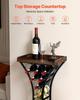 15 Bottle Wine Rack,Iron Freestanding Floor Wine Holder, Mini Bar Stand Liquor Cabinet with Wood Tabletop, For Home Bar,Kitchen,Living Room,Dining