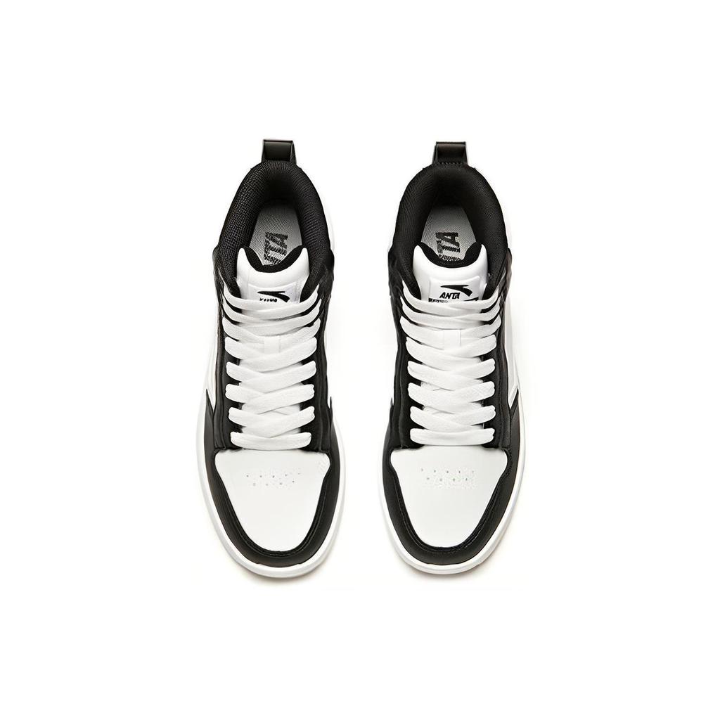 Anta Life Collection Synthetic Leather Slip Resistant Cushioning High Top Skateboard Shoes Women's White Black 92948088-6