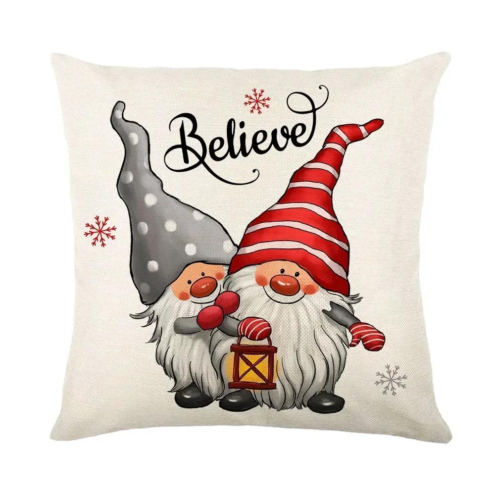 Christmas Decor Pillowcase 35/40/45Cm Holiday Farmhouse Home Decorative Cushion Cover Cute Dwarfs Reindeer 3D Print Pillow Cover