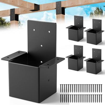 Avec Vis Noir Support de Pergola Métal Mural Connecteur de Garde-Corps de Terrasse Durable Robuste Accessoires de Pergola Jardin