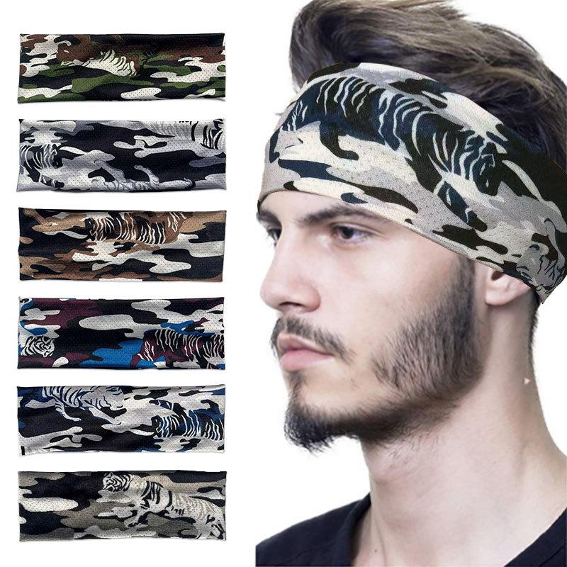 

Camo Ice Silk Elastic Breathable Men Headband Sport Yoga Fitness Hairbands Scrunchie Hair Head Bands Accessories Headdress 8x23 cm