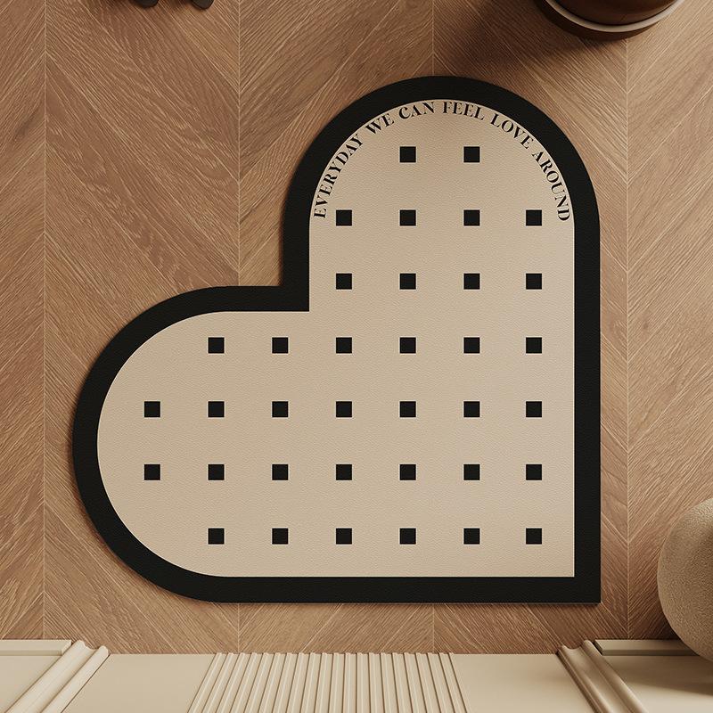 Wedding Celebration Love Entrance Door Red Leather Floor Mat Non-slip, Erasable, Washable Foot Mat Door Entry Mat